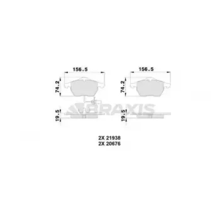 On Fren Balatasi A4 A6 1.8T 1.9TDI 95> Passat 1.8T 1.9TDI 95 00 Golf 4 1.9TDI Superb 02> Fisli | BRAXIS AB0224 | OEM 4B0698151AB 4B0698151B 4B0698151H