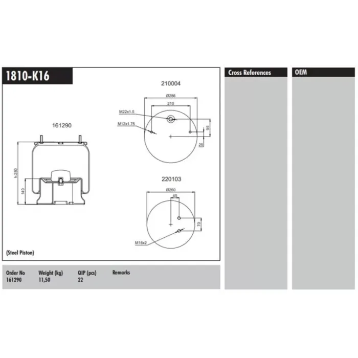 Di̇ngi̇l Körüğü Komple Metal Pistonlu 2 Civata Oztreyler (Aktas 3810 13) / (Us 2035 K01) | CONNECT MD 1810-K16 | OEM 3753200721 810MB US2035-03 US 07337F 2228000200 2229000200 21215632