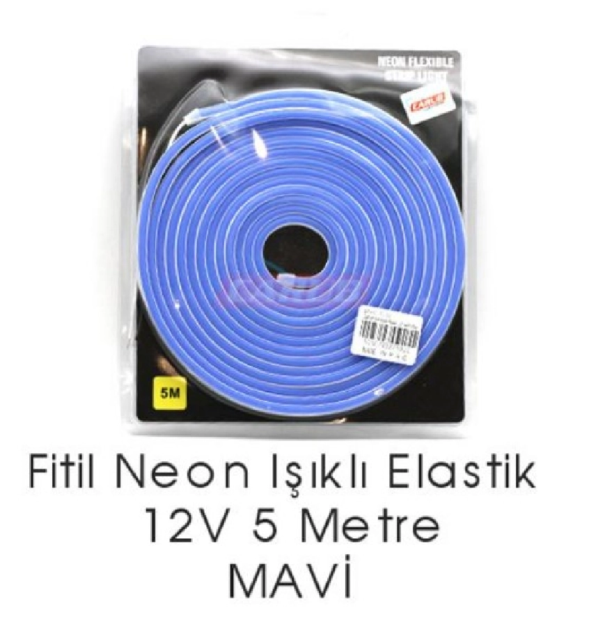 Fitil Neon Işık Şeffaf Elastik 12V 5MT Mavi | OEM BR4327592