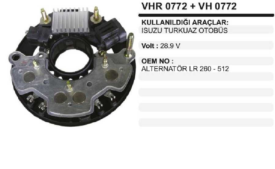 Konjektör + Diyot Tablası Set - 24V 80AMP Isuzu Turkuaz | OEM RVH017B