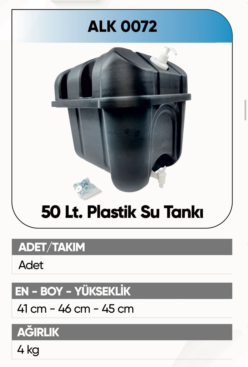 Alkotek Dorse 50 Lt.su Tankı Plastik Siyah