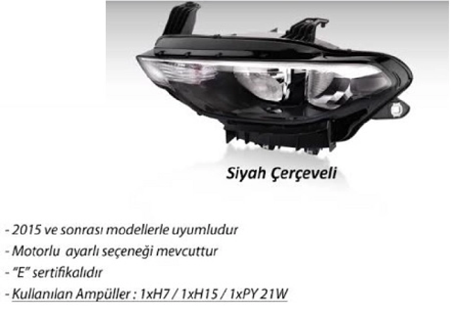 Far Sağ Elektrikli Siyah Çerçeveli - 2015 ve sonrası Fiat Egea 52145154 | OEM 101132