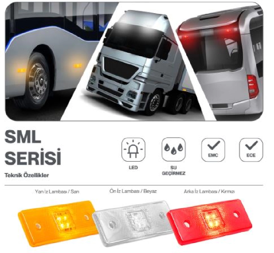 Sıde Marker SML01Y 4 LED, Sarı, 10-30V Yan | OEM SML01Y