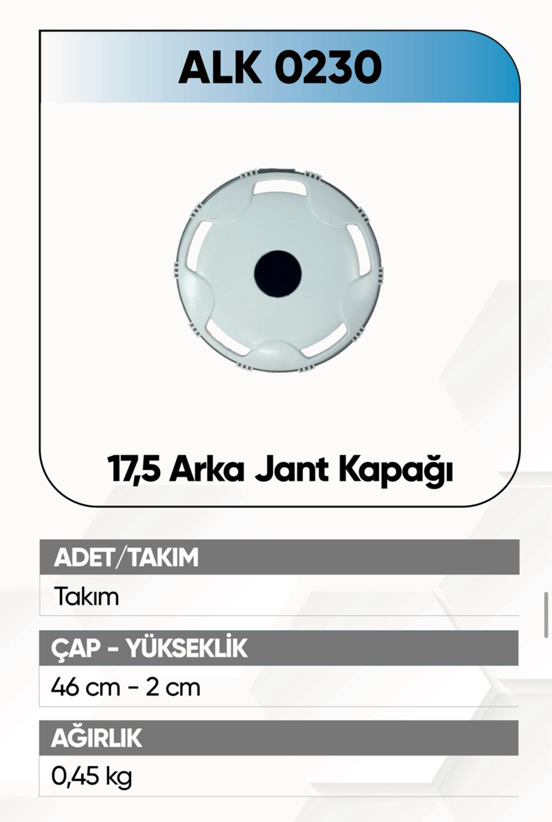 Alkotek Jant Kapağı Plastik Arka 17,5 Beyaz