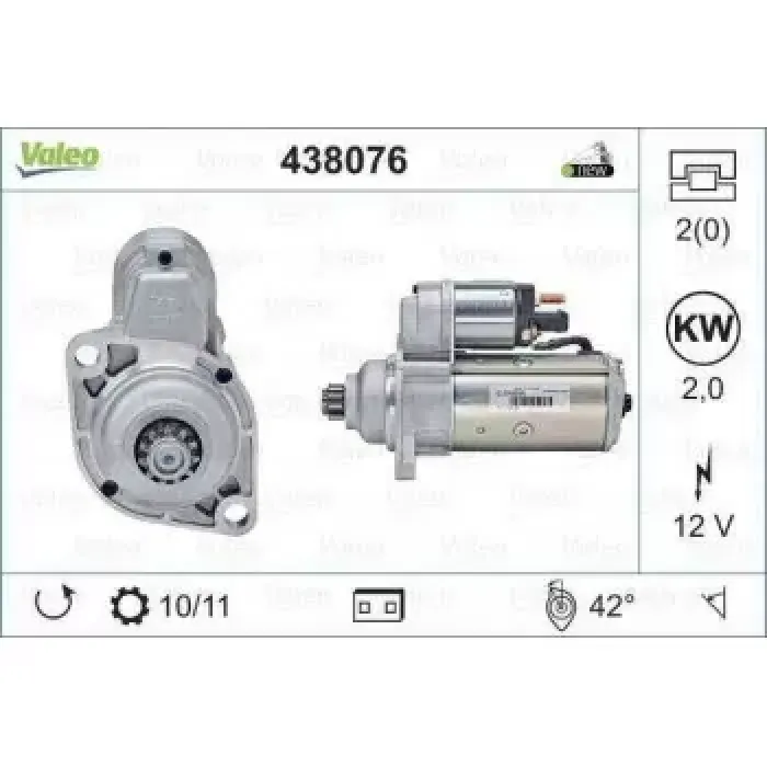 Mars Motoru 12V 11 Dis 2 Kw A2 A3 Cordoba Ibiza Leon Fabia Toledo Octavia Bora 1,9TDI 00> (Amf / Bhc) | VALEO 438076 | OEM 02A911023B 02A911023B 02A911023R 02A911024 02A911023R 02A911024