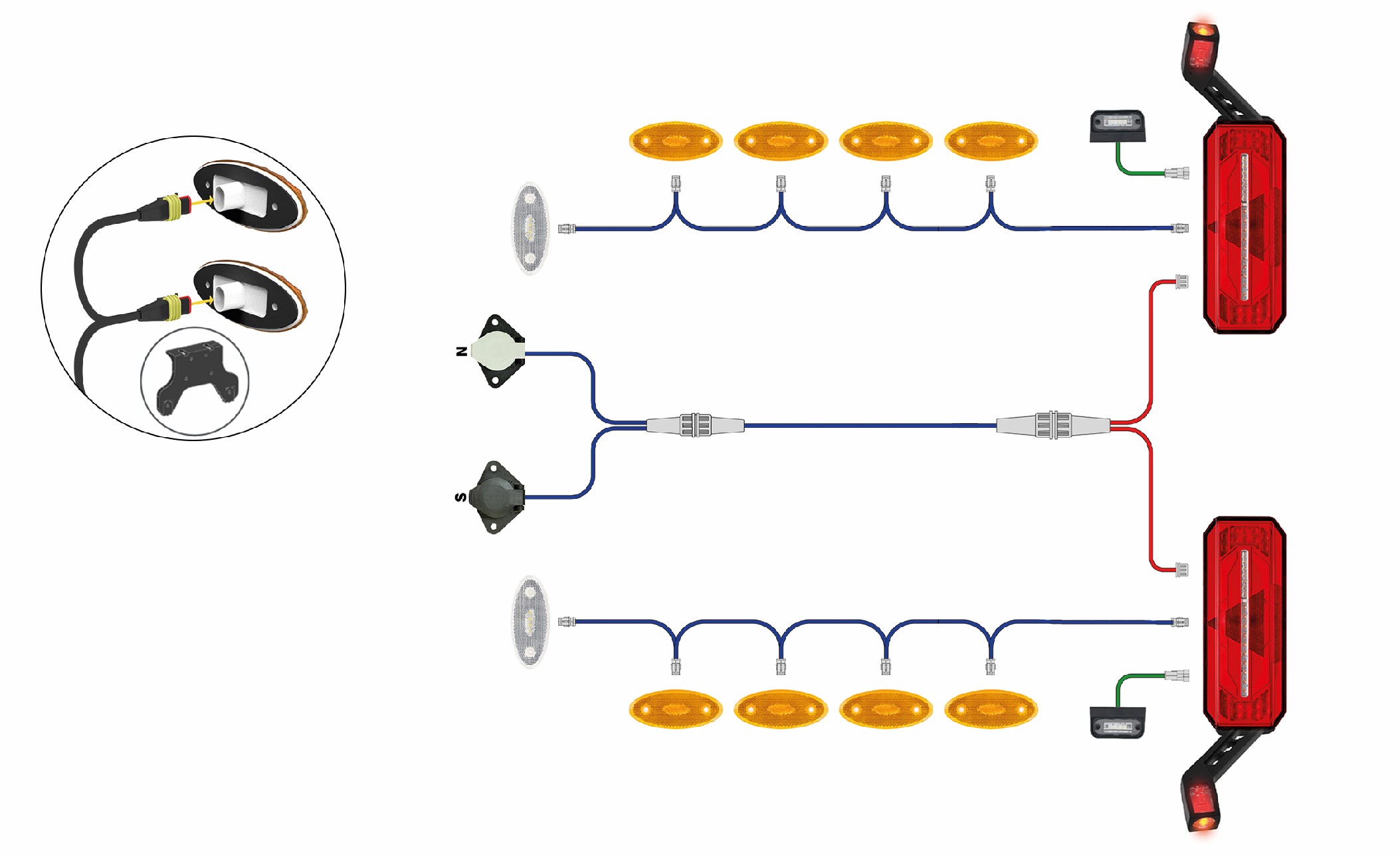 Sanel 13-60 Treyler Elektirik Seti Full LED Adr Li