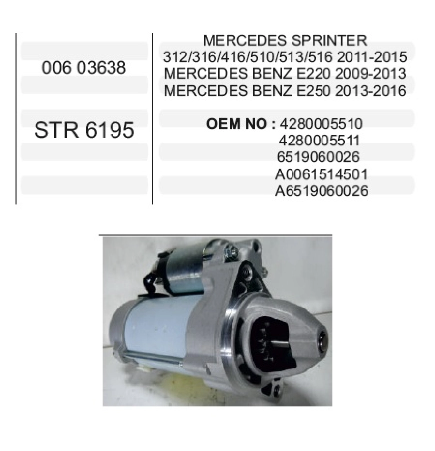 Marş Mot. 12V 1,8KW 12D Nippon Denso Mercedes Benz Sprinter 316 CDI - 416CDI - 516CDI 2011 ve sonrası | OEM STR6195