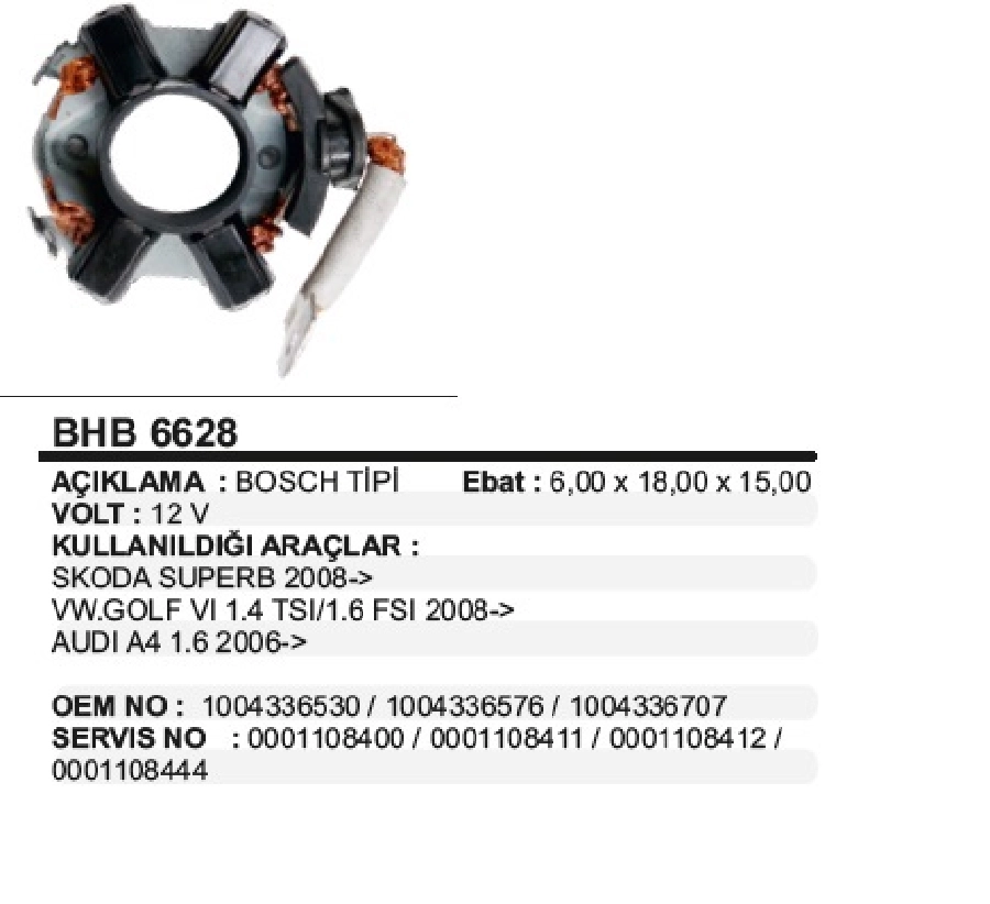 Marş Kömür Yuvası Skoda Superb, VW Golf, Audi A4 | OEM BHB6628