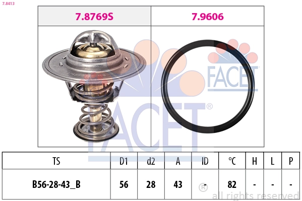 Termostat 82 Derece Starex Tci 2001 -> H100 Kamyonet 1997 -> / Bongo K2500 Tci 2004 -> Pregio Tci 2 | FACET 7.8413 | OEM 2551042100