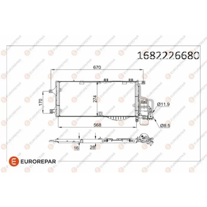 Klima Radyatoru Corsa C Tigra B Combo C Y13DT Z13DT Z13DTJ Z13DTH Z17DTH | EUROREPAR 1682226680 | OEM 13106020 13106021 93177423 18