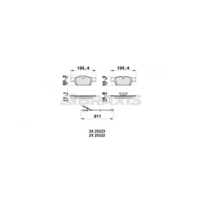 On Fren Balatasi P508 P508 Sw 1,6 Vti,1,6 Thp,1,6 Hdi,2,0 Hdi,2,2 Hdi 11 / 10> | BRAXIS AB0362 | OEM 1610103580 1610100580