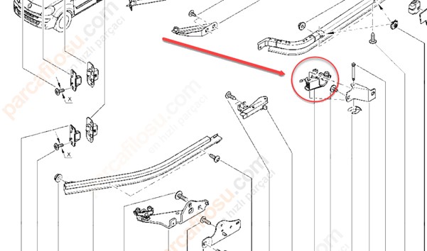 Surgulu Kapi Orta Mekanizmasi Sol Kango III | DORTEL 104026 | OEM 8200497757