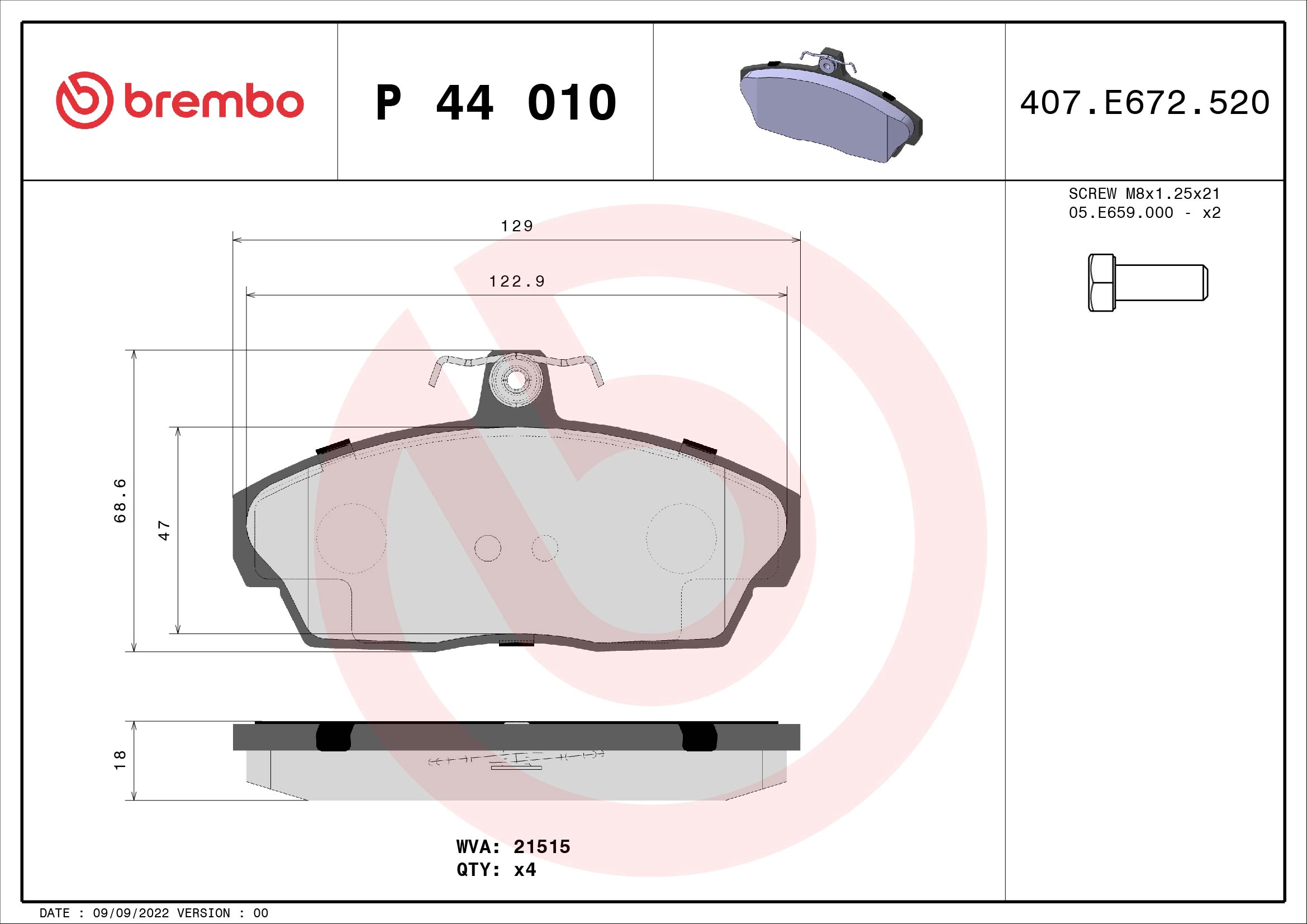 On Fren Balatasi Honda Civic 2001 2006 Euro Civic 1996 1999 Rover 200 400 1996 2000 Tata Gazelle 94-01 / Fren Balatasi On Freelander 1 | BREMBO P44010 | OEM SFP100360