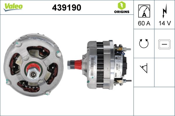 Alternator 12V 60A A13N271 | VALEO 439190 | OEM 01180648KZ