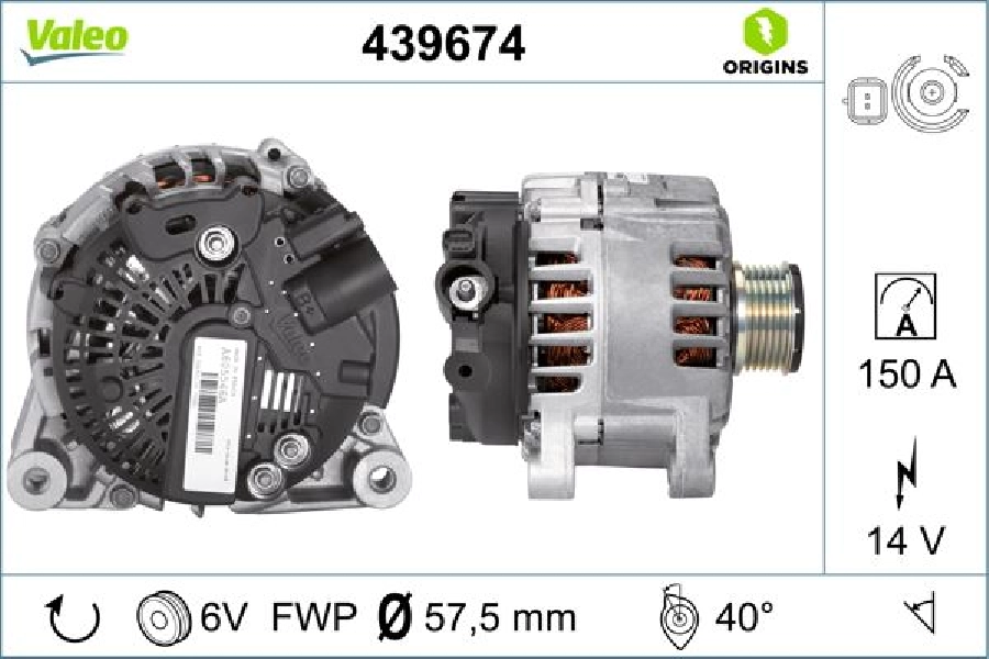 Alternatör 12V 150A Ducato-Partner-206-307-C2-C3-C4-Berlingo 1.6-2.0 HDI | OEM 439674