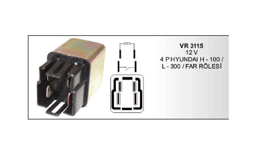 12V 4P Hyundai H-100, L300 Far Rölesi | OEM VR3115