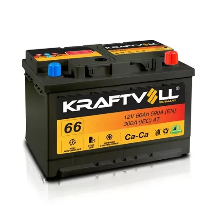 Aku 12V 66 Ah LB3 (278×175×175) Tam Kapali Alçak | KRAFTVOLL 18010009