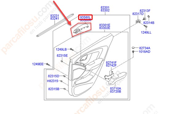 Cam Açma Düğmesi On Sağ Hyundai IX35 2010-2015 Tekli | OEM AN-829
