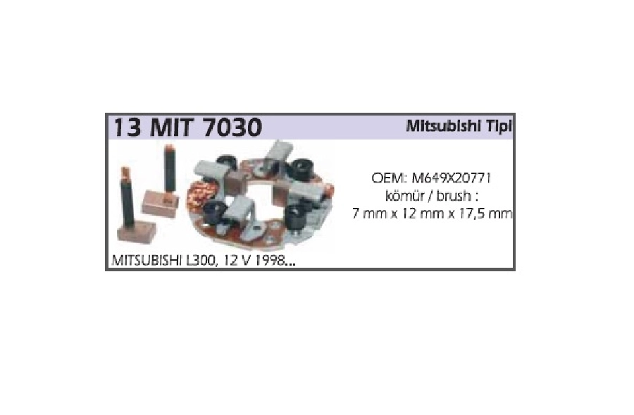 Marş Kömürü Yuvası - 12V Mitsubishi L200-L300 Yeni Model, Mazda | OEM 13MIT7030