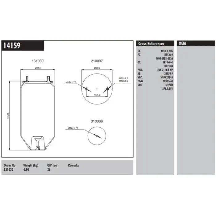 Metalli Koruk Mercedes | CONNECT MD 14159 | OEM 130030