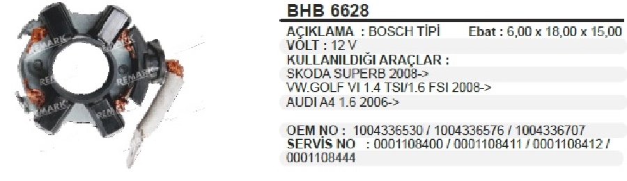 Marş Kömür Yuvası Skoda Superb, VW Golf, Audi A4 | OEM BHB6628