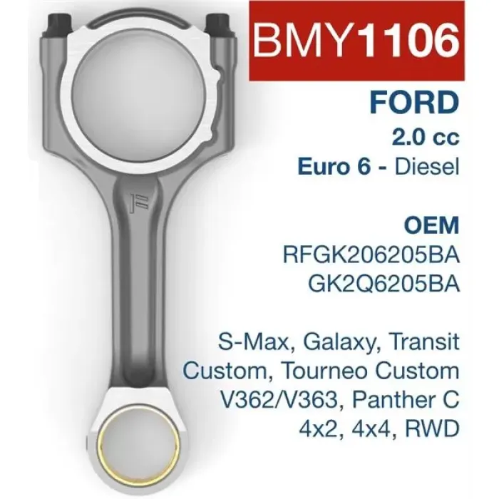 Piston Kolu Tourneo Custom V362 V363 2.0 Ecoblue Panther 17> | BMY 1106 | OEM GK2Q 6200 BA 2213854