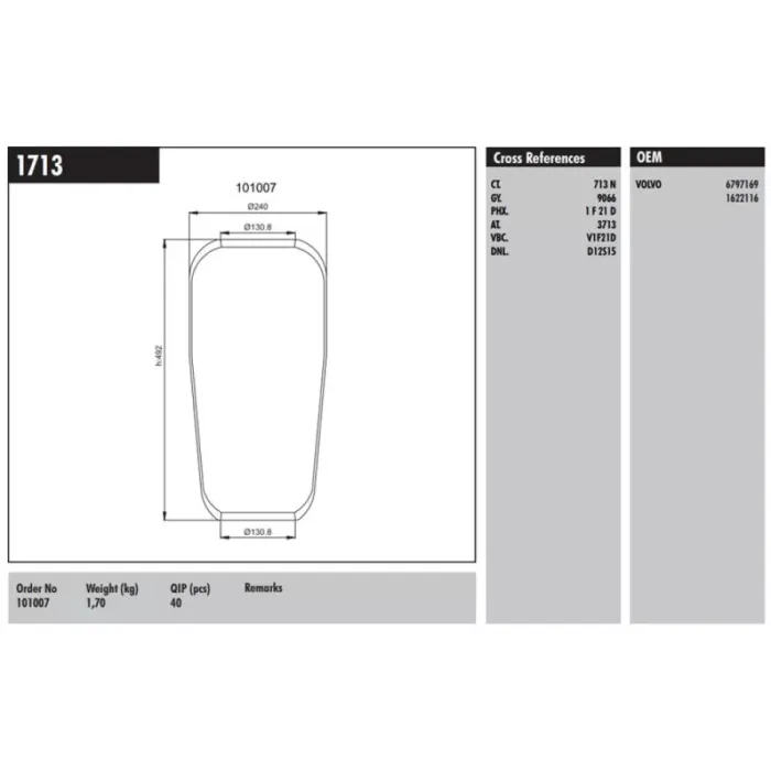 Roll Koruk Volvo | CONNECT M 1713 | OEM 100007