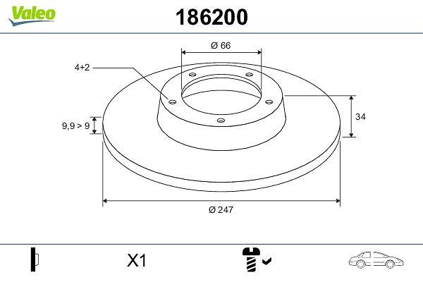 On Fren Disk Aynasi P106 P206 P306 P205 P405 P309 Zx C15 Saxo 1,4 1,6 94>96>96 Hava Sogutmasiz | VALEO 186200 | OEM 4246A5