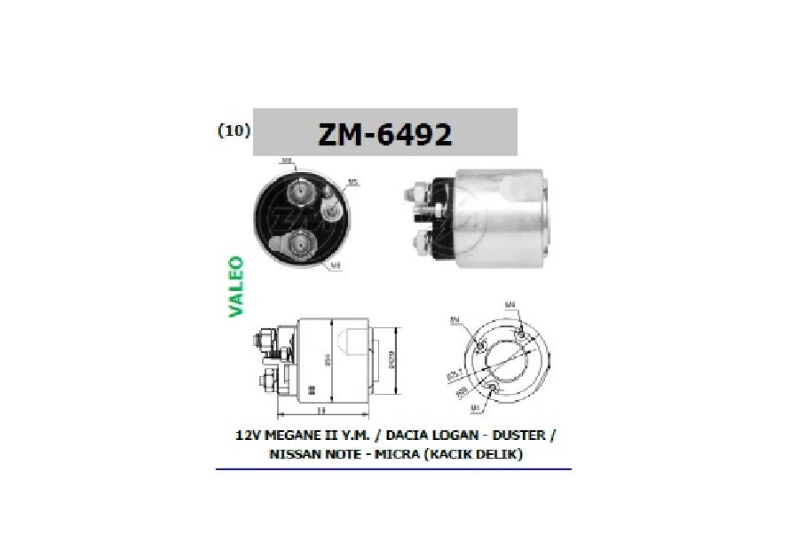 Marş Otom. 12V Valeo Tipi Renault Clio 1.4L 16V 2000-2005 1.6 16V-Renault Megane 1.4 16V 1.6 16V-Meg | OEM ZM-6492