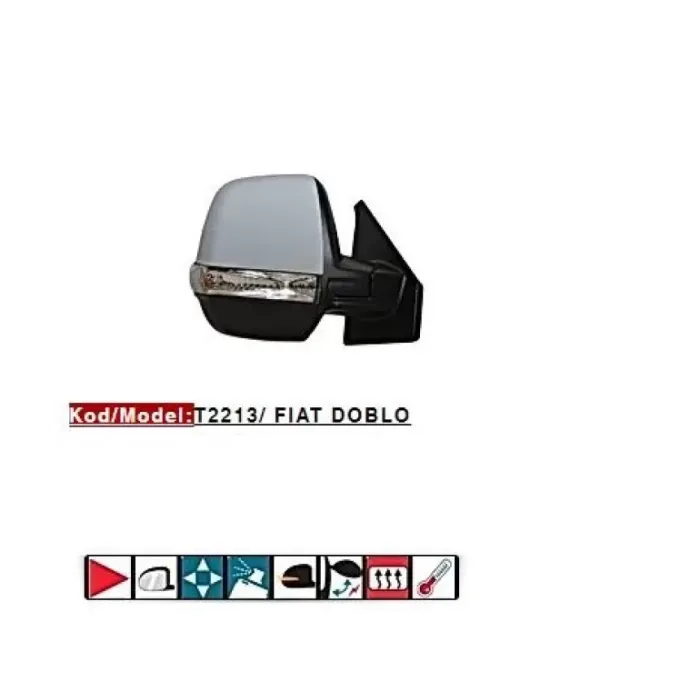 Dis Dikiz Aynasi Çift Camli Elektrikli Rezistansli Astarli Kapak Otomatik Katlanir Sag Doblo 3 Cargo 10> | TURSAN T2213 | OEM 735645699