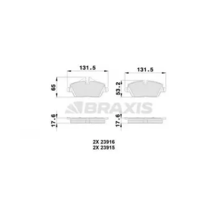 Fren Balatasi On BMW E87 F45 Mini R55 R56 R57 R58 F54 04> | BRAXIS AA0031 | OEM 34106884263 34116772892 34116774050 34112288854