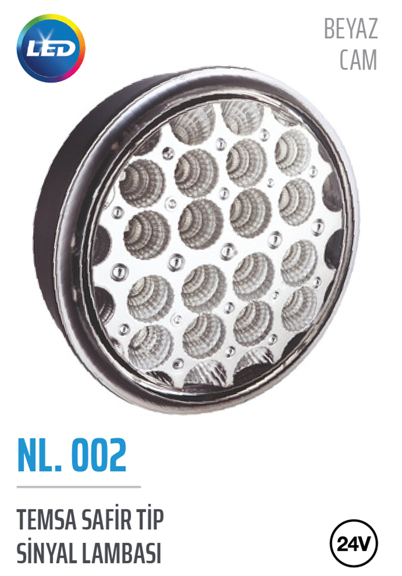 Temsa Tip Otobüs LED'li Sinyal Lambası (Beyaz Cam, Sarı LED) 24V | OEM NL.002