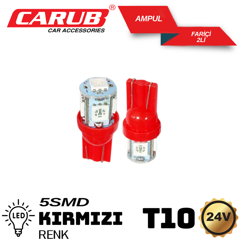 Carub 24V T-10 Dipsiz Kırmızı