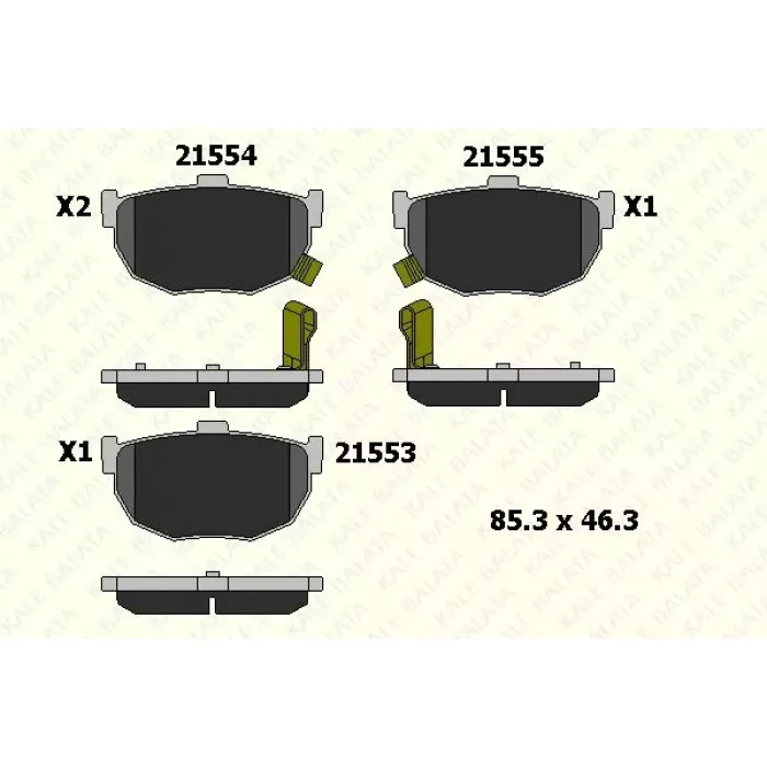 Arka Fren Balatasi Hyundai Elantra 1996-2006 Kia Cerato 2004-> | KALE B 21553 140 05 ANS | OEM 583022FA10 5830229A00 5830229A10