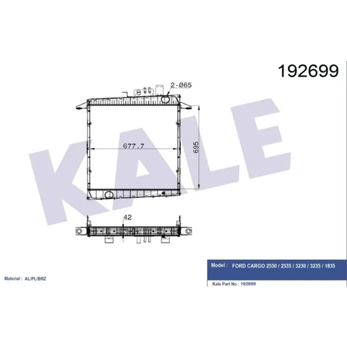 Su Radyatoru Komple (Plastik-Borulu) - Ford Cargo / 2524-3230-2526 | ORJ-FO 6C468005AC | OEM 6C46 8005 AC