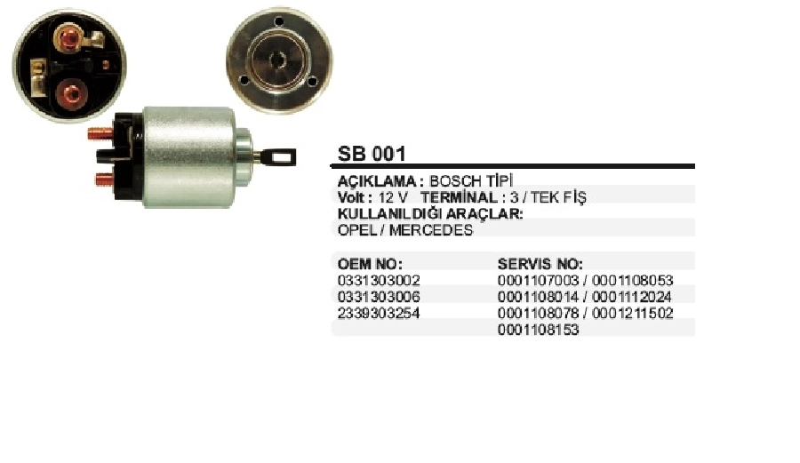 Otom Bosch Opel-Mercedes Tek Fiş 303001-236A | OEM SB001