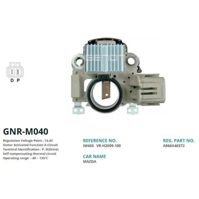 Alternator Konjektor 12V Mazda 6 / Mpv 215 00-02 Meksefeli (P, D(Drive)) | GENON GNR-M040 | OEM A003TB1081A