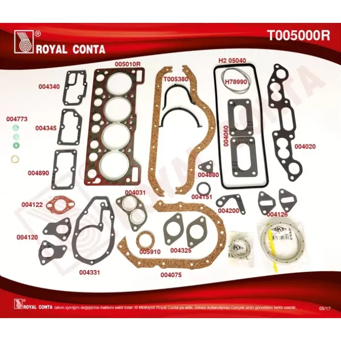Motor Takim Contasi R12 Toros 1,4 (Skt Keceli Reinz Subap Lastikli Reinz Silindir Kapakli) | ROYAL T005000R | OEM 7701460626
