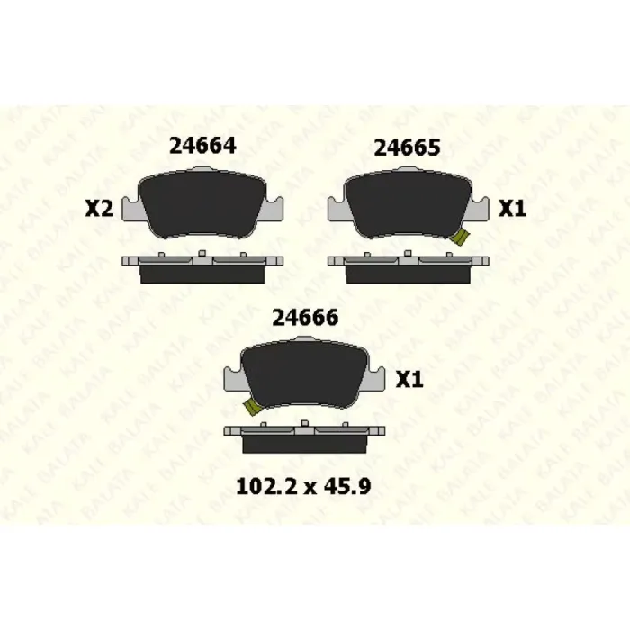 Fren Balatasi Arka Toyota Auris 1.4 D4D 1.6 07-> Corolla 1.4 D4D 1.6 07-12 Ikaz Kablolu | KALE B 24664 165 05 ANS | OEM 0446602170 0446602170 0446602180 0446602181 0446602180 0446602181