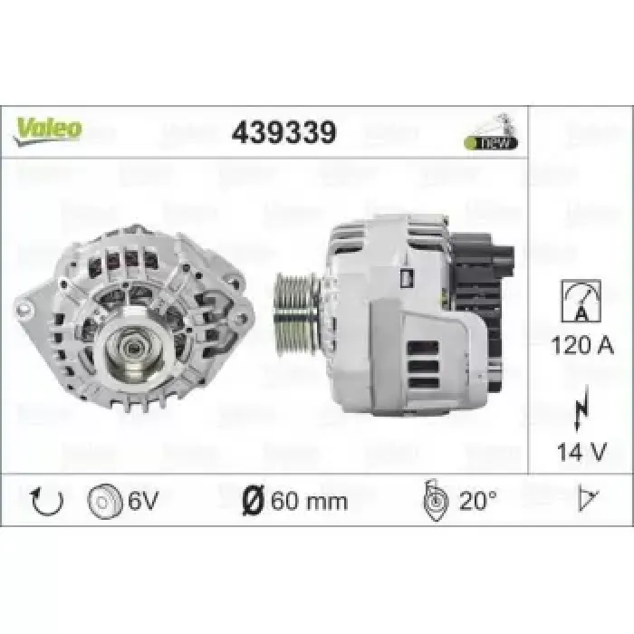 Alternator 14V 120A Boxer II Jumper II 2,8HDI 03>06 Ducato 2,8JTD / 2,3JTD 02>06 | VALEO 439339 | OEM 500371244 500371244 5702C0 5702C1 5702C0 5702C1