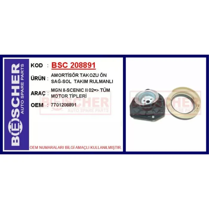 Amortisor Ust Takozu+Rulmani Megane 2 Scenic 2 | BSC 208891 | OEM 7701208891