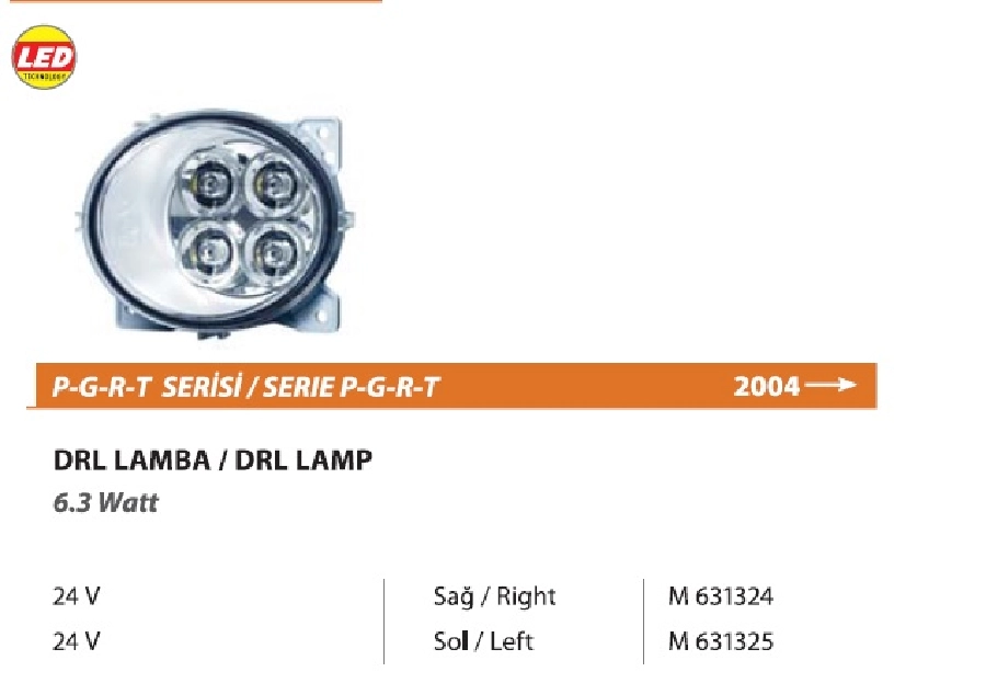 Scania P-G-R-T Serisi Drl Lamba Sol | OEM M631325