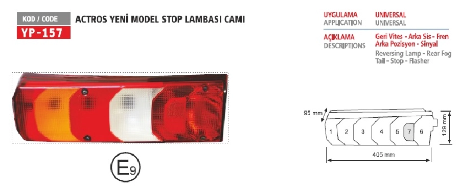 Arocs Actros Stop Lamba Camı | OEM YP157C