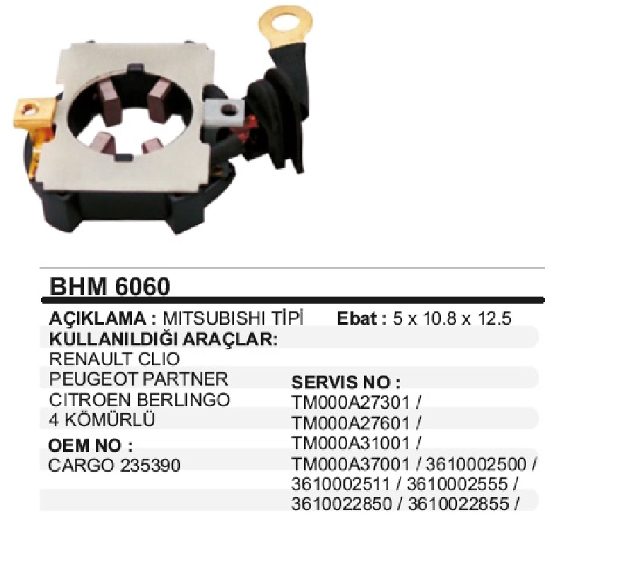 Marş Kömür Yuvası 5mm - Clio, Partner, Berlingo | OEM BHM6060
