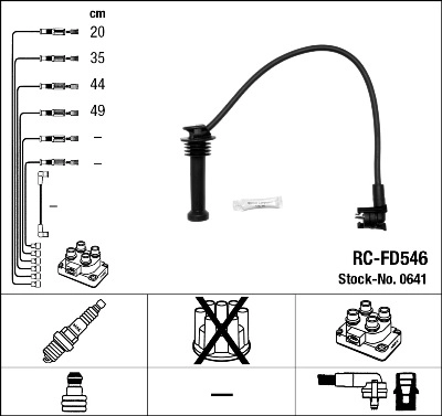 Buji Kablosu Mondeo Escort Fiesta 1,6 / 1,8 / 2,0 16V (93>00) | NGK 0641 | OEM 1012436 1063615 1202513