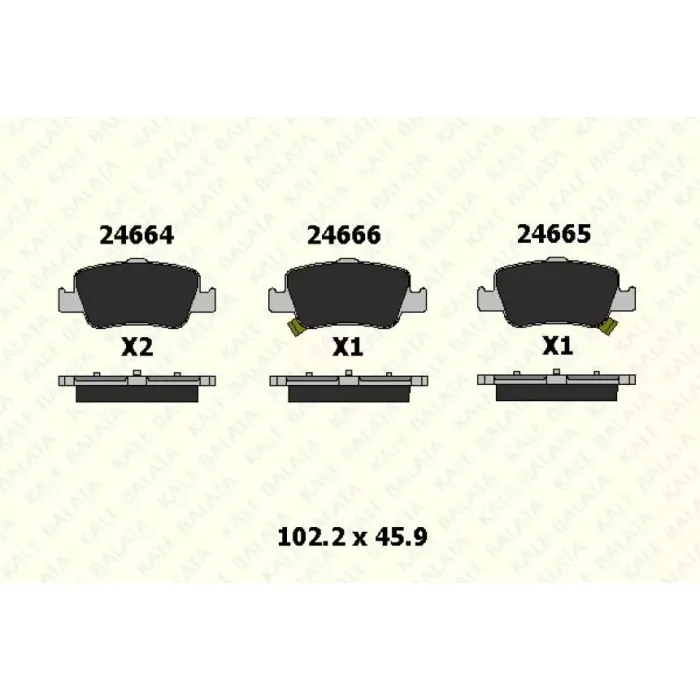 Fren Balatasi Arka Toyota Auris 1.4 D4D 1.6 07-> Corolla 1.4 D4D 1.6 07-12 Ikaz Kablosu+Klips | KALE B 24664 165 15 ANS | OEM 0446602170 0446602170 0446602180 0446602181 0446602180 0446602181