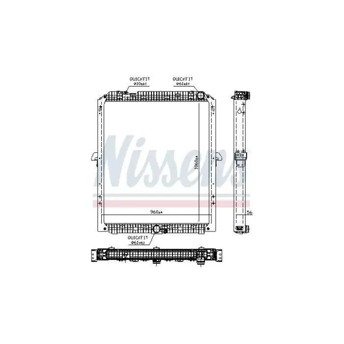 Motor Su Radyatoru Cerceveli Mercedes Actros MP4/MP5 1824-4163 13=>; Antos 1824-3363 12=>; Arocs | NISSENS 67176 | OEM 9605000901 A9605000901