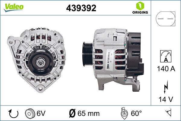 Alternator 12V 140A A4 A6 Passat 2,5 TDI / 3,0 / 3,2 | VALEO 439392 | OEM 078903016AB 078903016AB 078903018A 078903018AX 078903018A 078903018AX
