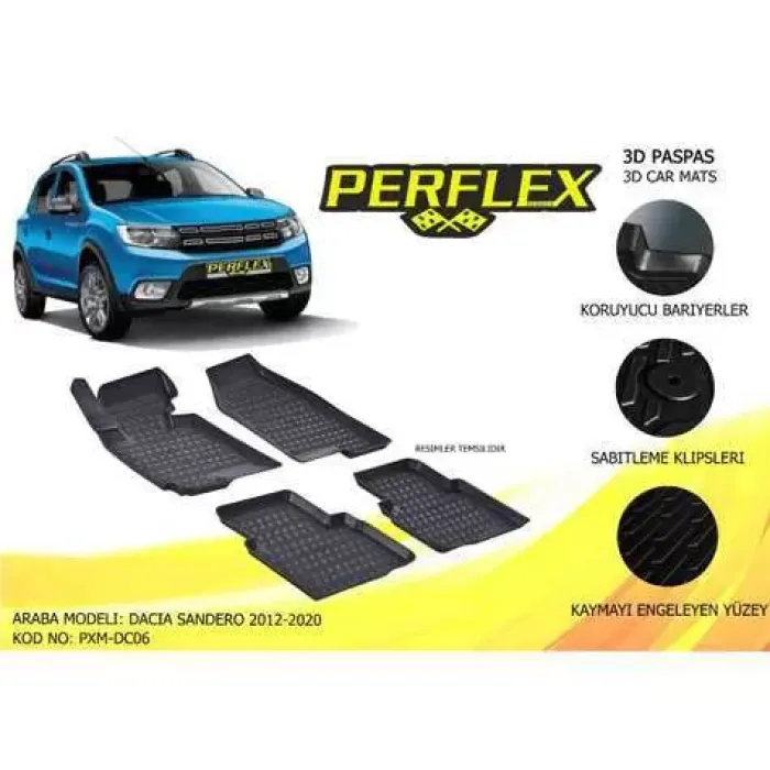 Paspas 3D Havuzlu 10-Mat Sandero 2012-2020 | PERFLEX PXM-DC06 | OEM 99
