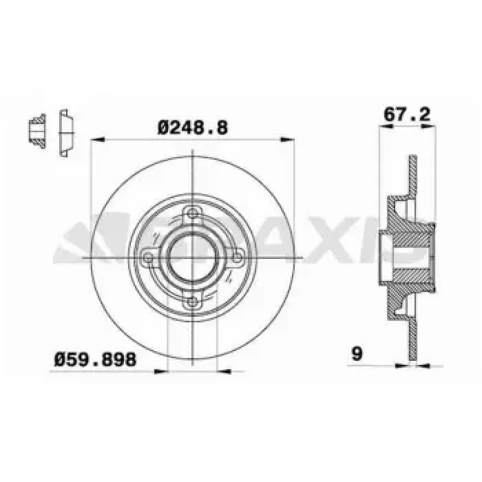 Arka Fren Disk Aynasi C4 P307 (Poryali RULMANLI)1.4I 1.6HDI 1.6I 2.0HDI 2.0I Espli Araclar Icin | BRAXIS AE0098 | OEM 4249.34